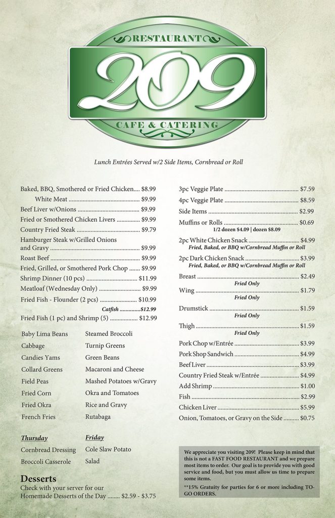 701 cafe menu